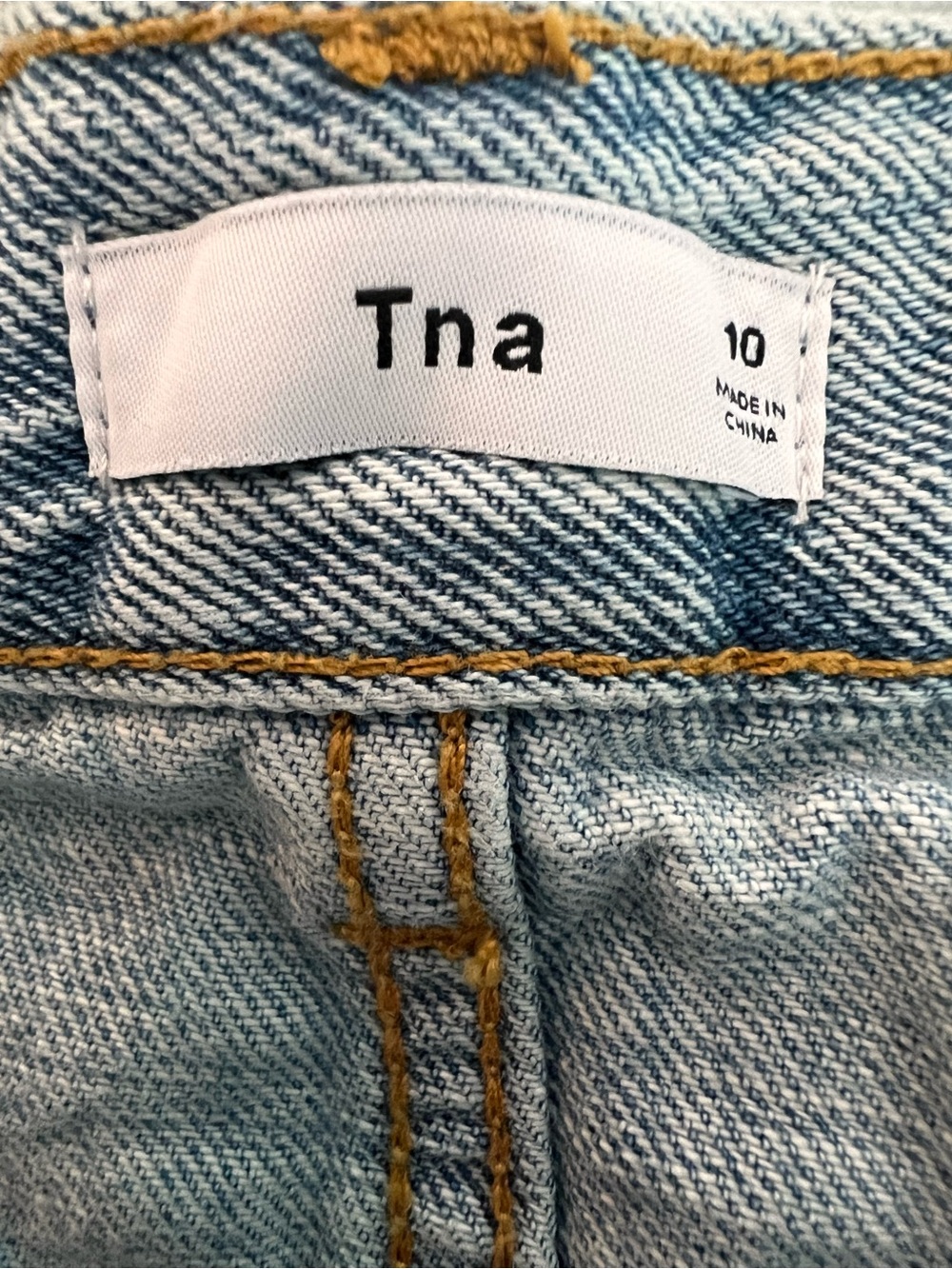 ARITZIA TNA Light Wash Denim Mini Skirt with Raw Hem Summer - Picture 3 of 5